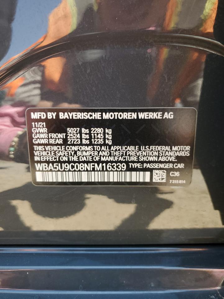 2022 BMW M340XI VIN:WBA5U9C08NFM16339