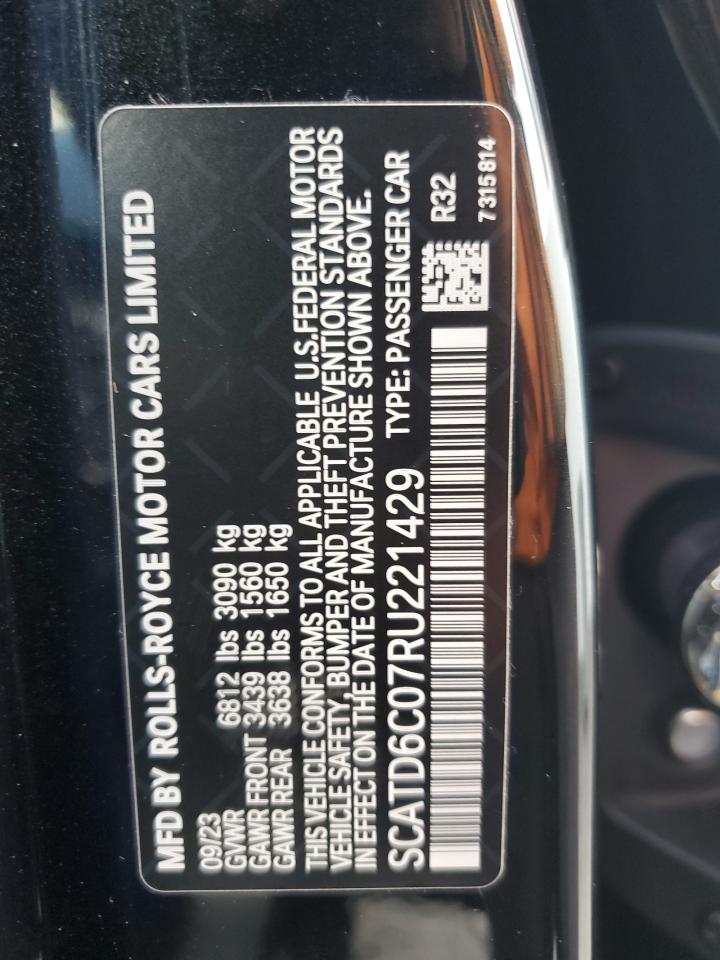 2024 ROLLS-ROYCE GHOST BLACK BADGE VIN:SCATD6C07RU221429