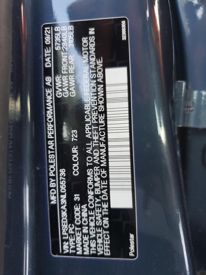 2022 POLESTAR 2 VIN:LPSED3KA3NL055736