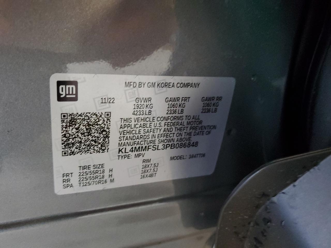 2023 BUICK ENCORE GX ESSENCE VIN:KL4MMFSL3PB086848