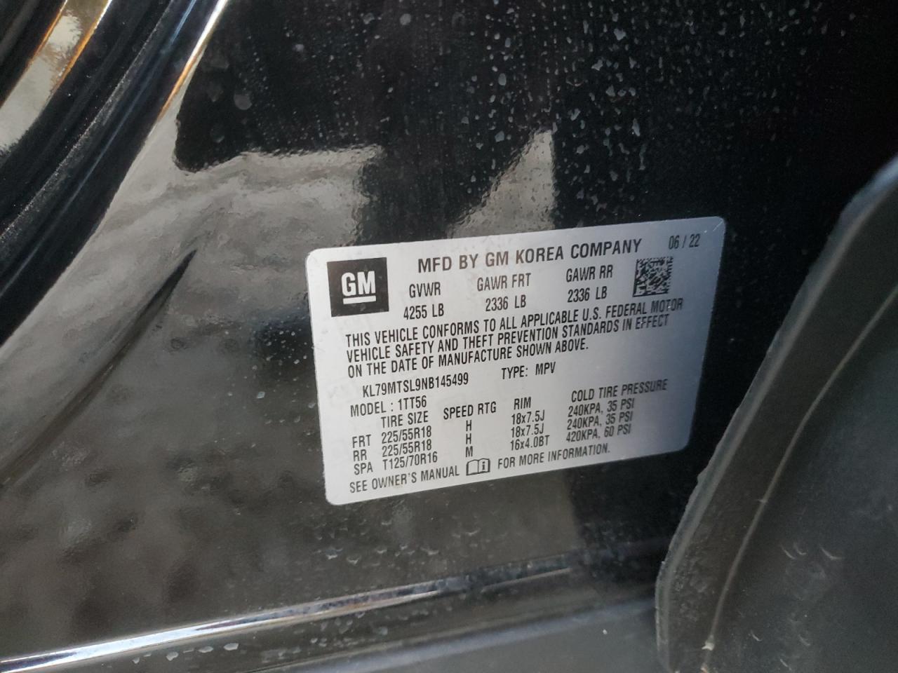 2022 CHEVROLET TRAILBLAZER RS VIN:KL79MTSL9NB145499