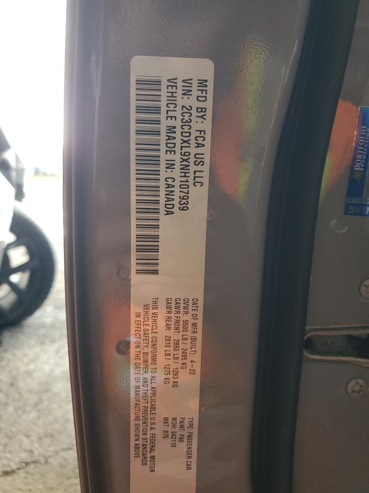 2022 DODGE CHARGER SRT HELLCAT VIN:2C3CDXL9XNH107939