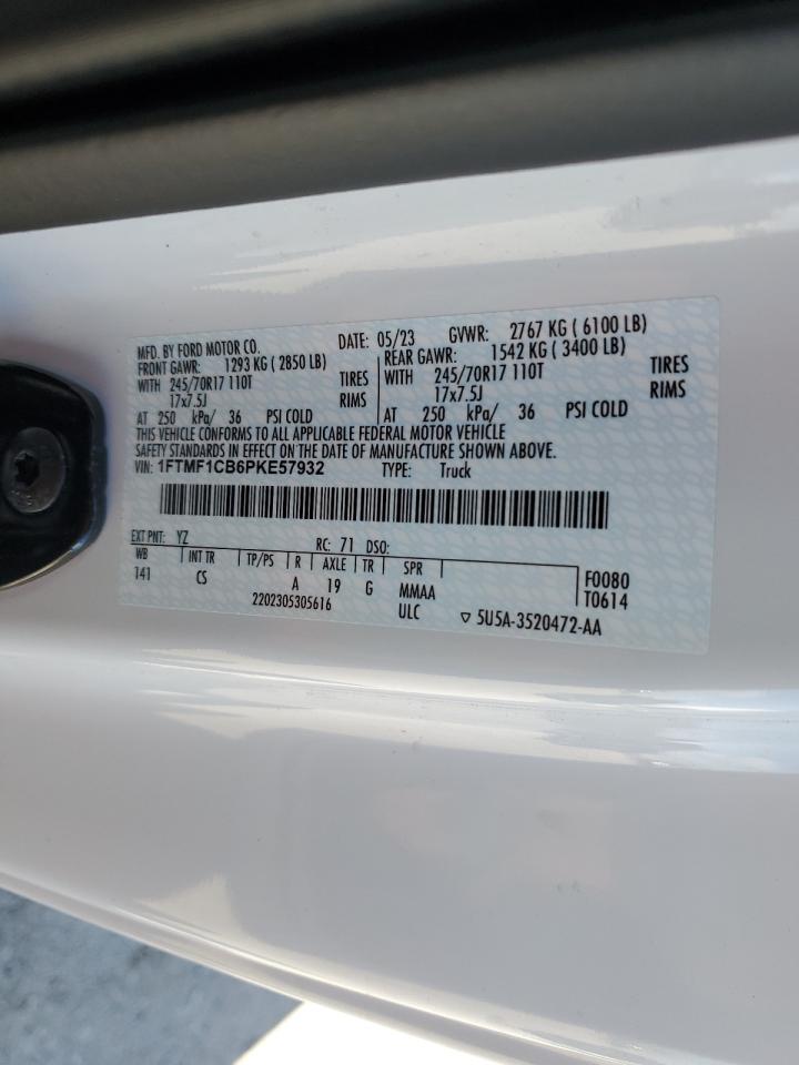 2023 FORD F150 VIN:1FTMF1CB6PKE57932