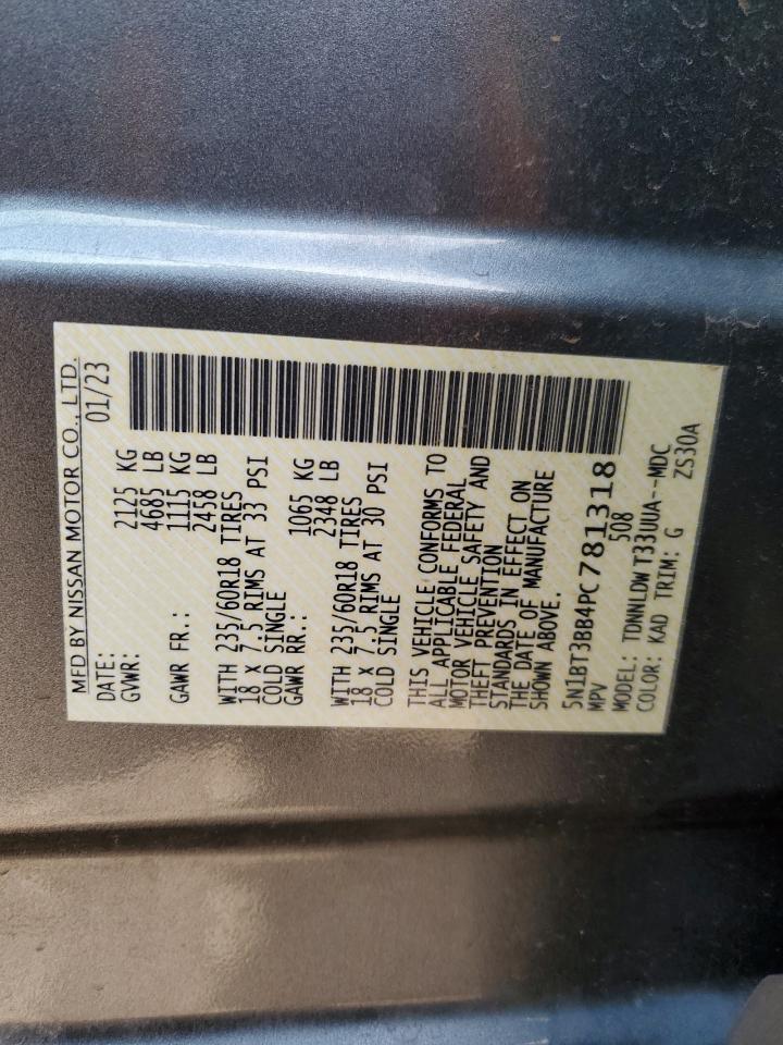2023 NISSAN ROGUE SV VIN:5N1BT3BB4PC781318
