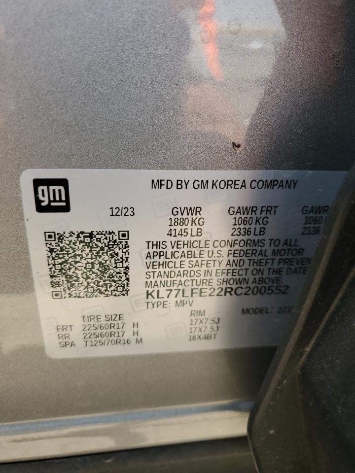 2024 CHEVROLET TRAX LS VIN:KL77LFE22RC200552