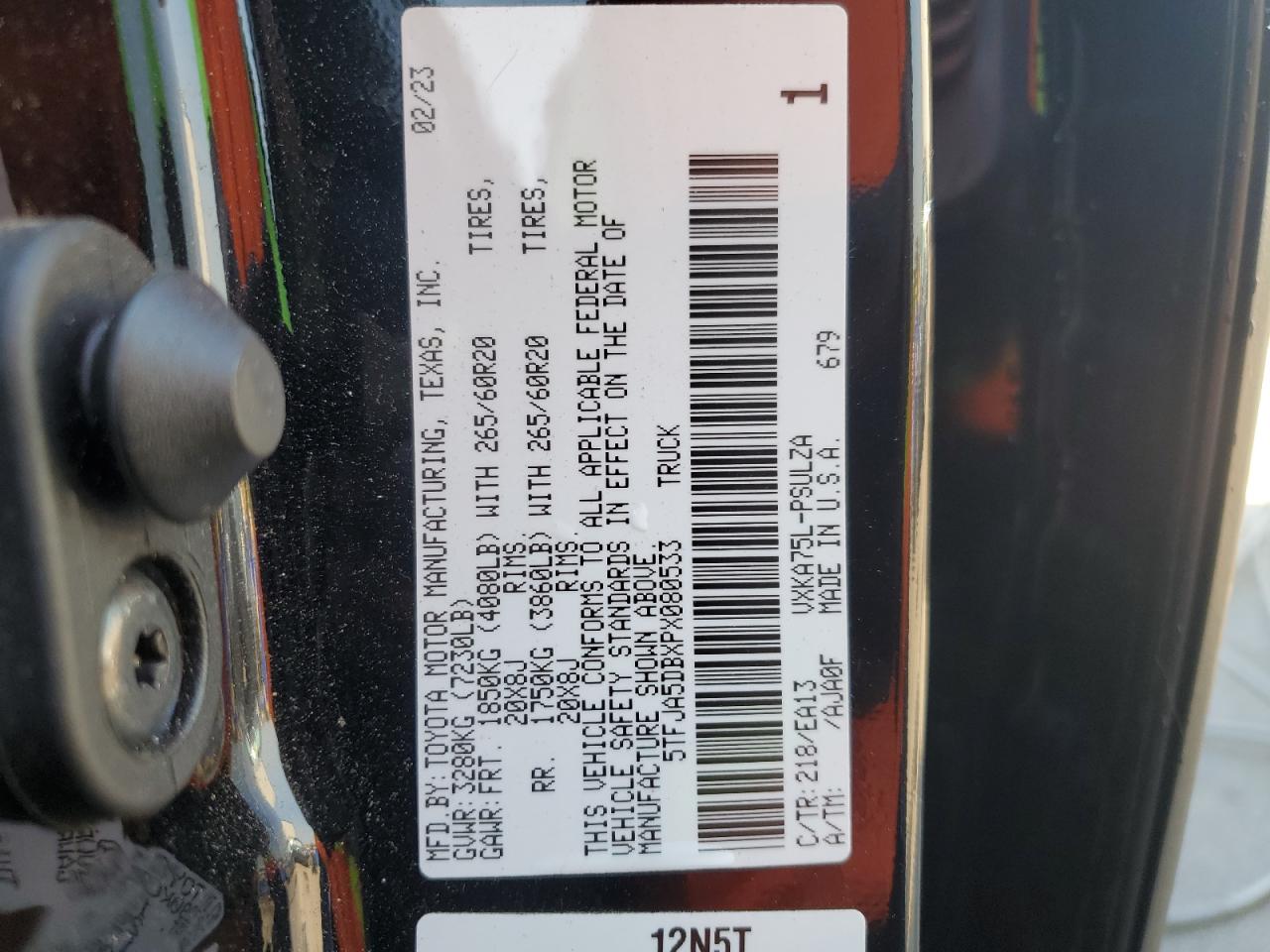 2023 TOYOTA TUNDRA CREWMAX LIMITED VIN:5TFJA5DBXPX080533