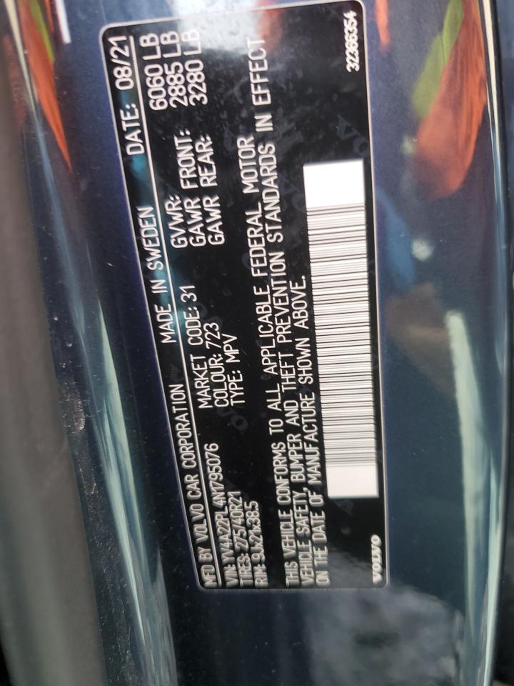 2022 VOLVO XC90 T6 INSCRIPTION VIN:YV4A22PL4N1795076