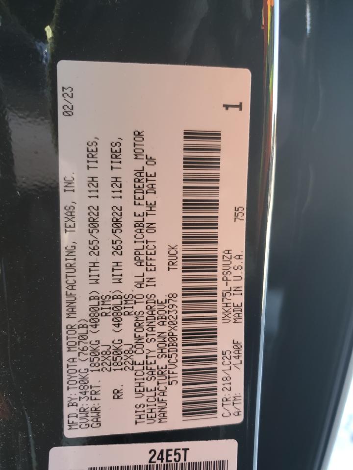 2023 TOYOTA TUNDRA CREWMAX CAPSTONE VIN:5TFVC5DB0PX023978
