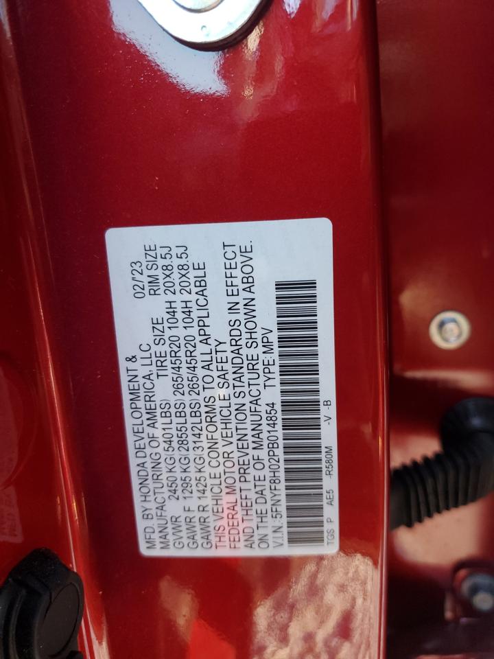 2023 HONDA PASSPORT ELITE VIN:5FNYF8H02PB014854