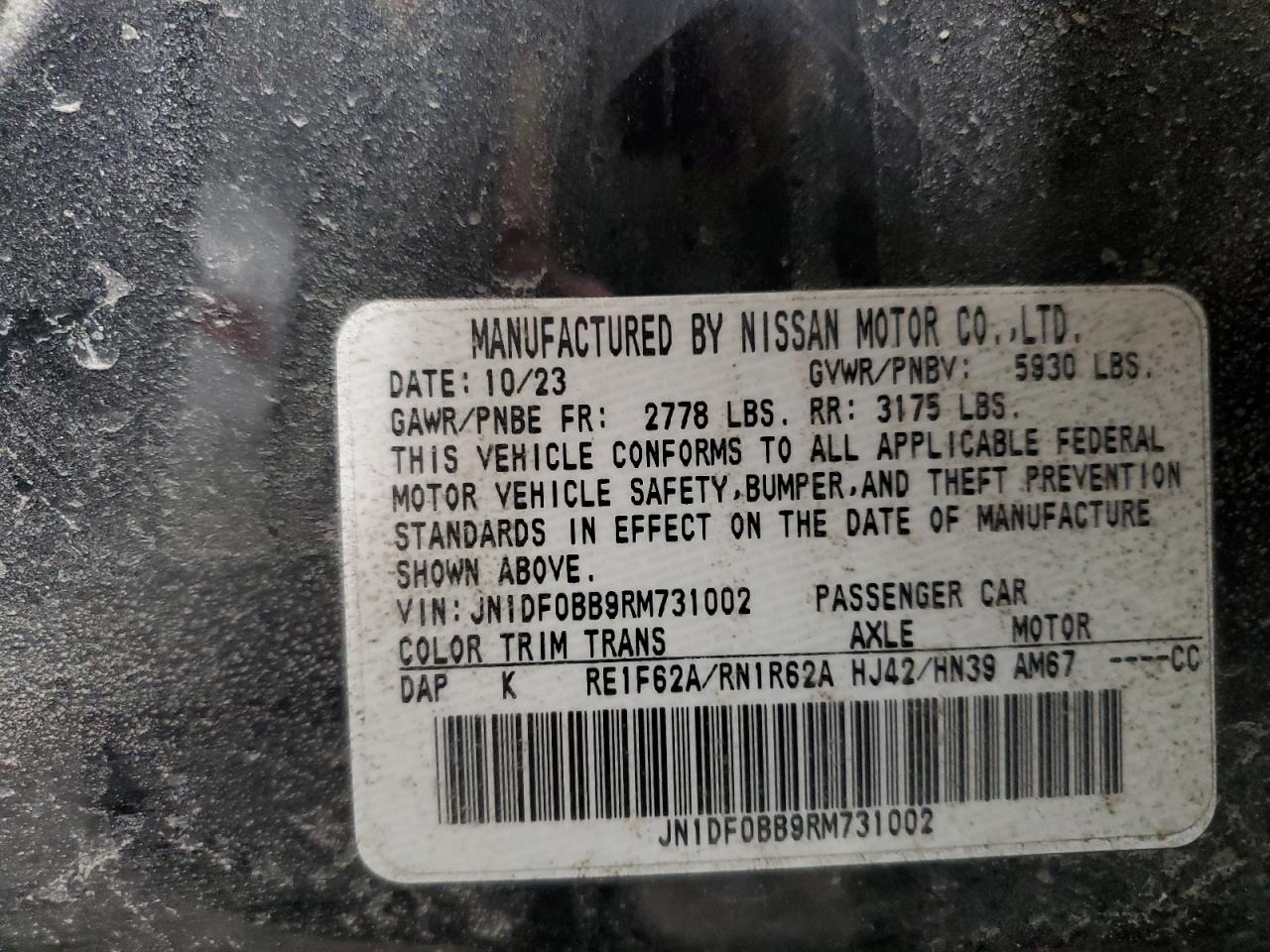 2024 NISSAN ARIYA EVOLVE+ VIN:JN1DF0BB9RM731002