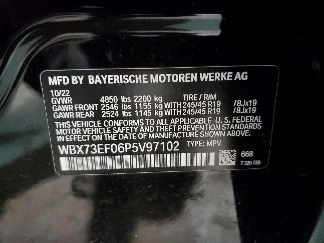 2023 BMW X1 XDRIVE28I VIN:WBX73EF06P5V97102