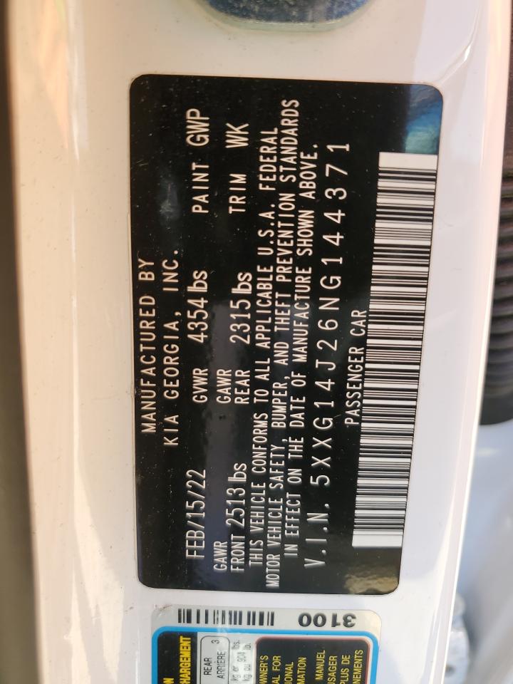 2022 KIA K5 LXS VIN:5XXG14J26NG144371