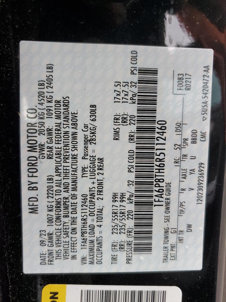 2024 FORD MUSTANG VIN:1FA6P8TH6R5112460