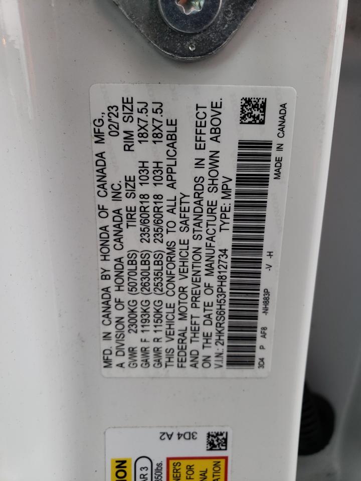 2023 HONDA CR-V SPORT VIN:2HKRS6H53PH812734
