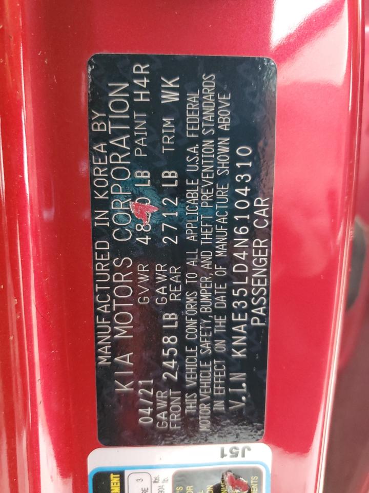 2022 KIA STINGER GT LINE VIN:KNAE35LD4N6104310