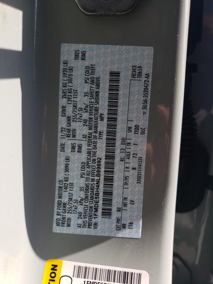 2022 FORD BRONCO BASE VIN:1FMDE5BH4NLB89692