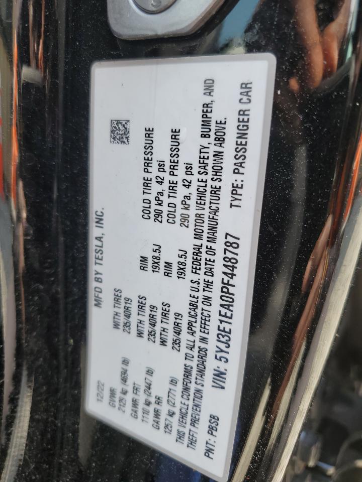 2023 TESLA MODEL 3 VIN:5YJ3E1EA0PF448787