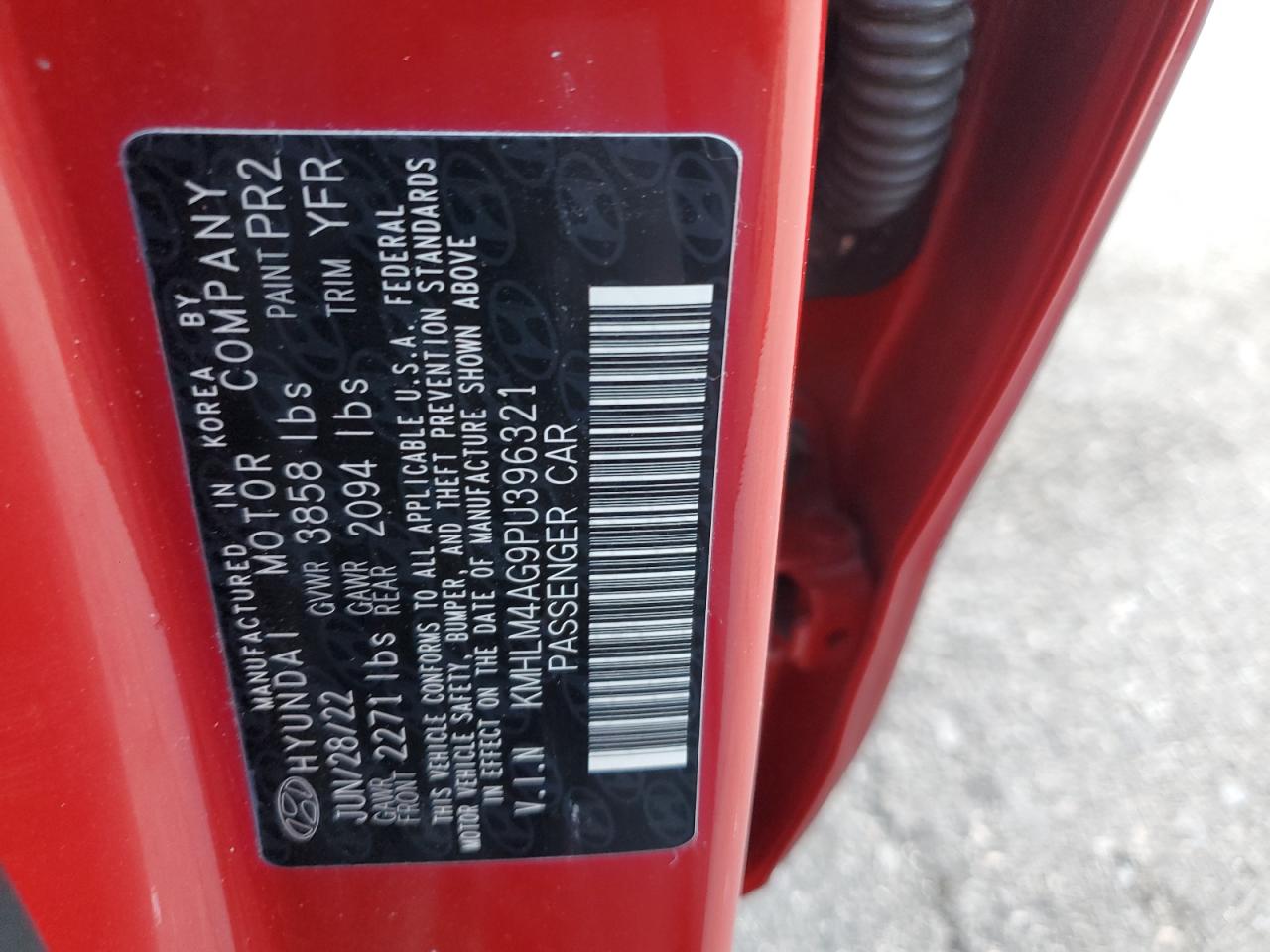 2023 HYUNDAI ELANTRA SEL VIN:KMHLM4AG9PU396321