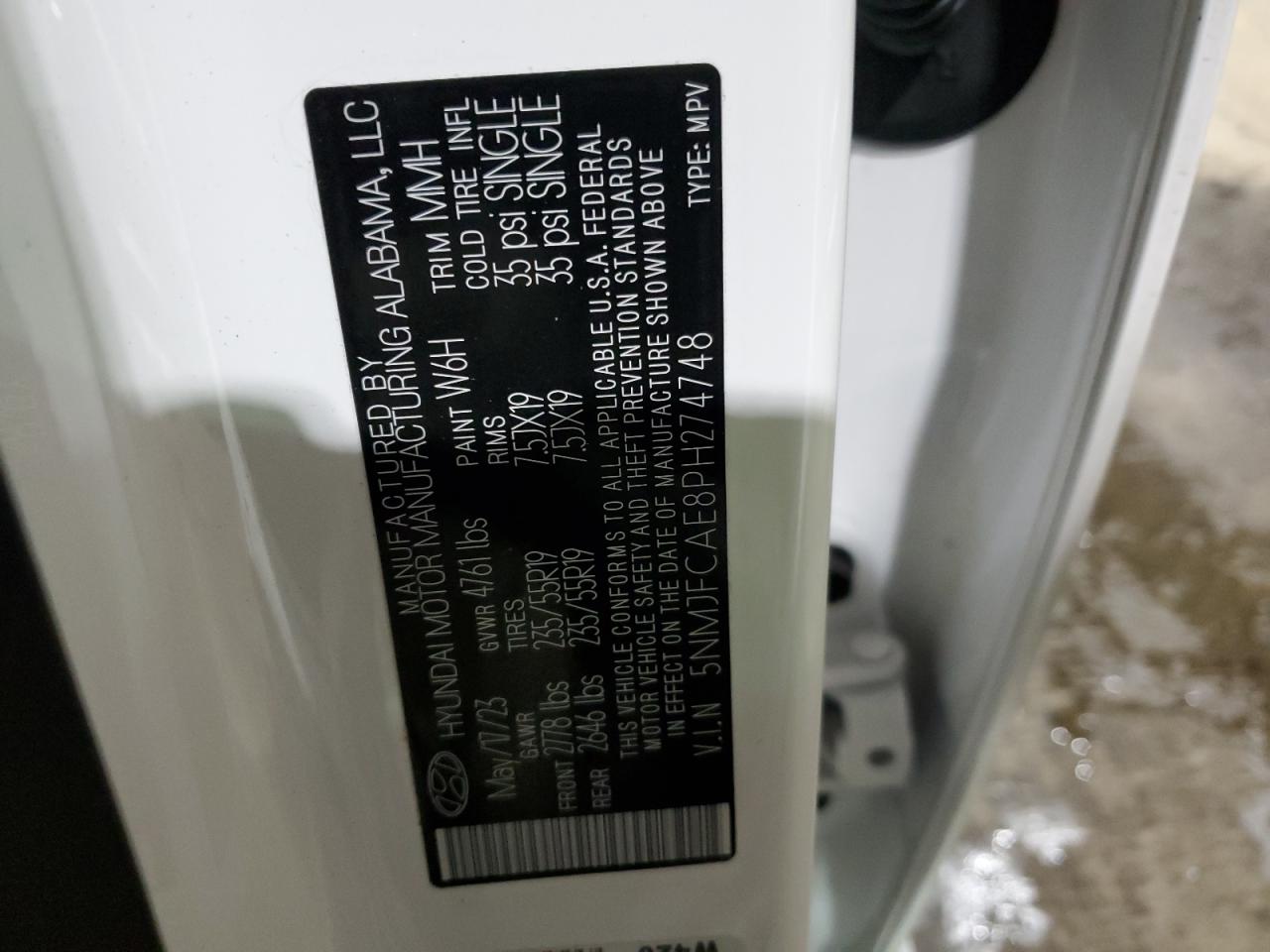 2023 HYUNDAI TUCSON SEL VIN:JTEEP21A070210589
