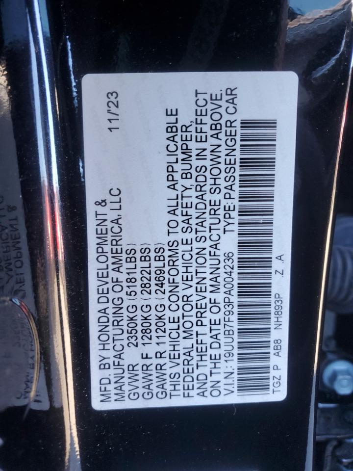 2023 ACURA TLX TYPE S VIN:19UUB7F93PA004236