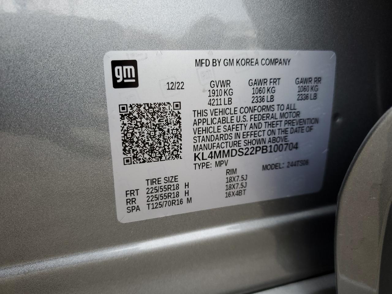 2023 BUICK ENCORE GX SELECT VIN:KL4MMDS22PB100704