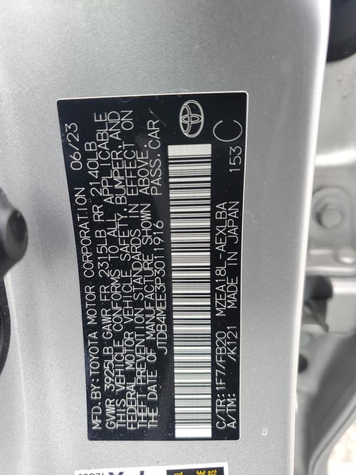 2023 TOYOTA COROLLA LE VIN:JTDB4MEE3P3011916