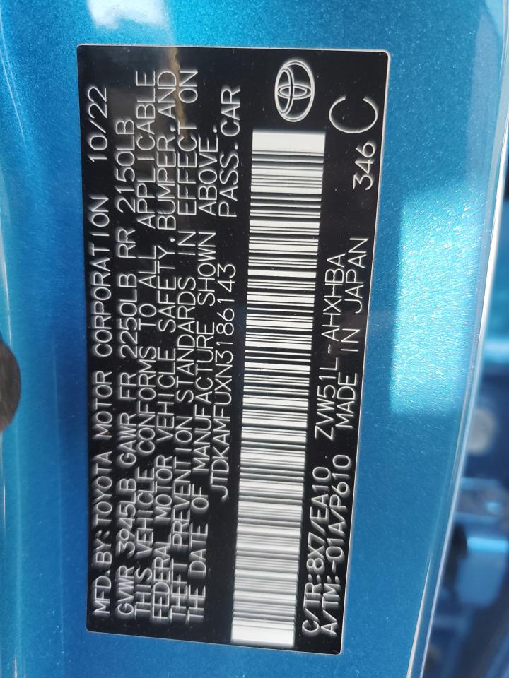 2022 TOYOTA PRIUS NIGHT SHADE VIN:JTDKAMFUXN3186143