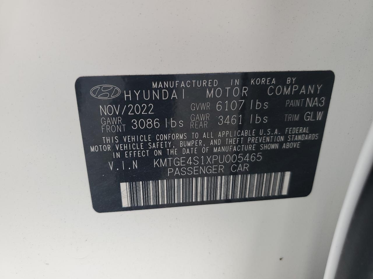 2023 GENESIS G80 VIN:KMTGE4S1XPU005465