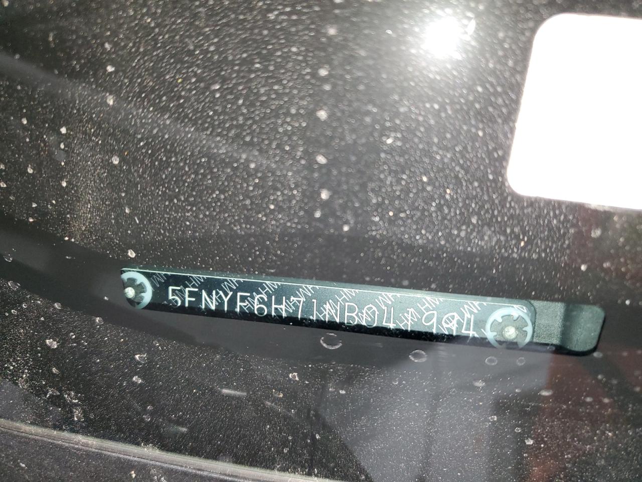 2022 HONDA PILOT BLACK VIN:5FNYF6H71NB041994