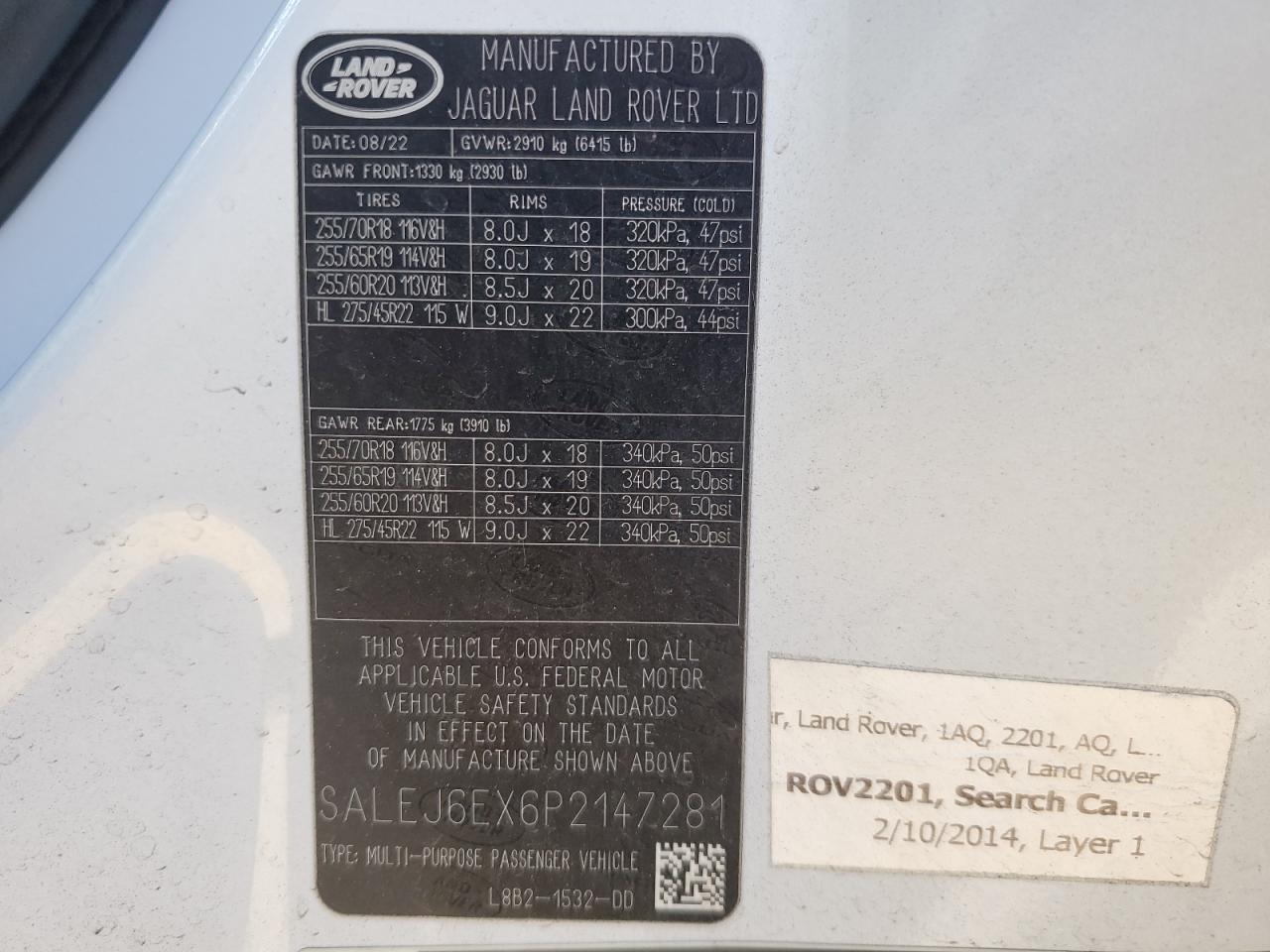 2023 LAND ROVER DEFENDER 90 S VIN:SALEJ6EX6P2147281