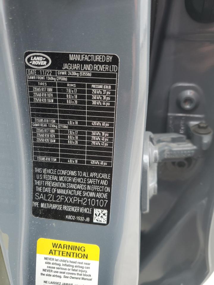 2023 LAND ROVER RANGE ROVER EVOQUE R-DYNAMIC SE VIN:SALZL2FXXPH210107