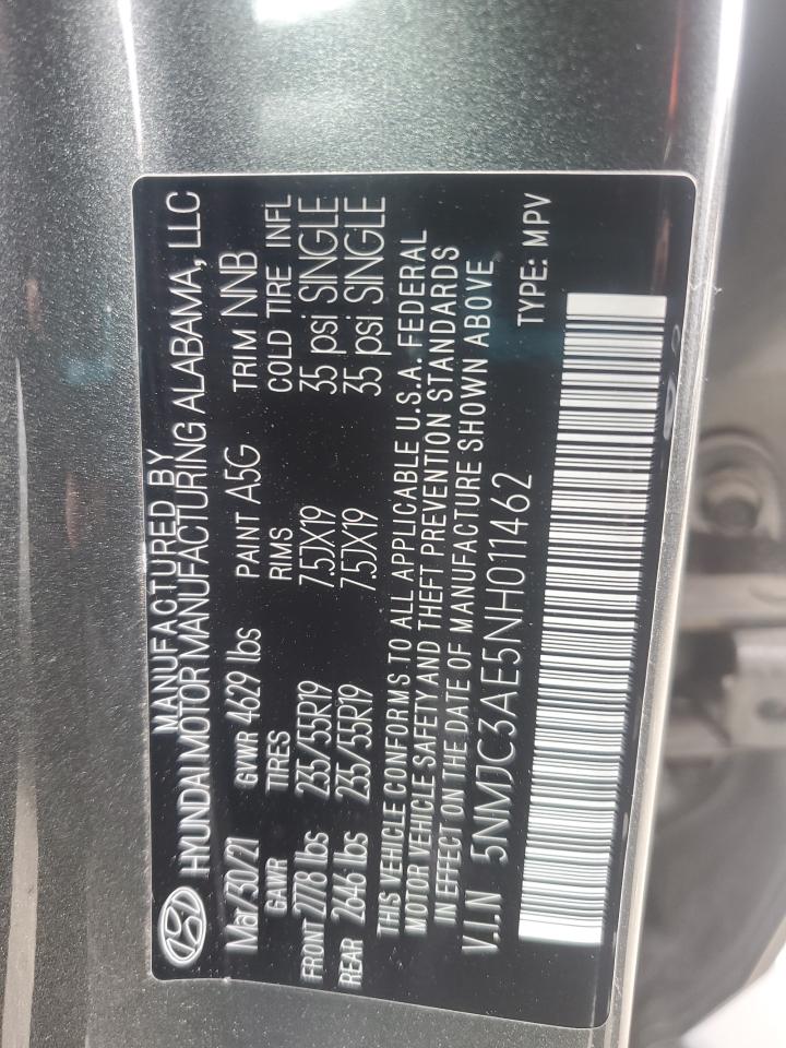 2022 HYUNDAI TUCSON SEL VIN:5NMJC3AE5NH011462