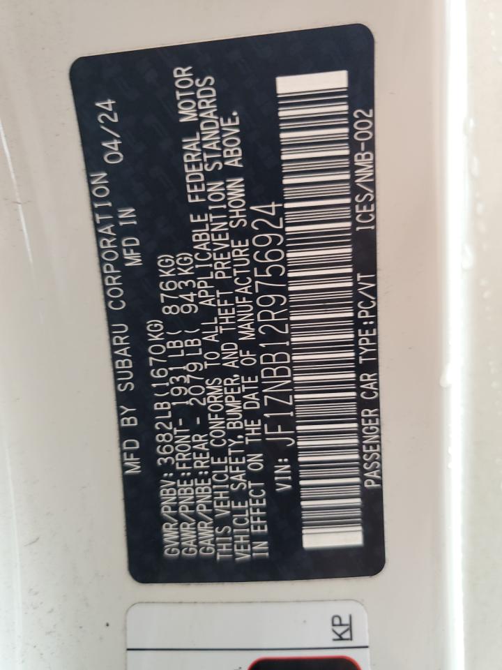 2024 TOYOTA GR 86 VIN:JF1ZNBB12R9756924