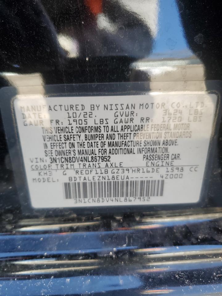 2022 NISSAN VERSA S VIN:3N1CN8DV4NL867952