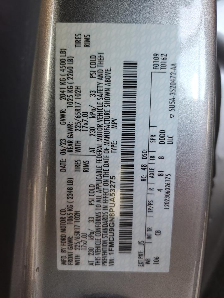 2023 FORD ESCAPE ACTIVE VIN:1FMCU9GN8PUA53275
