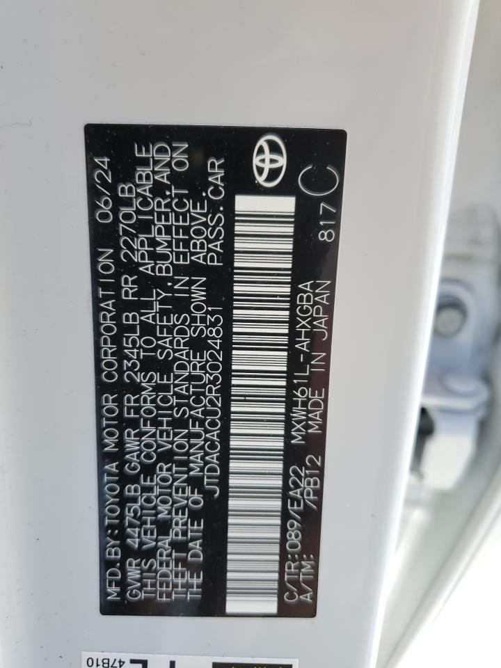 2024 TOYOTA PRIUS PRIME SE VIN:JTDACACU2R3024831
