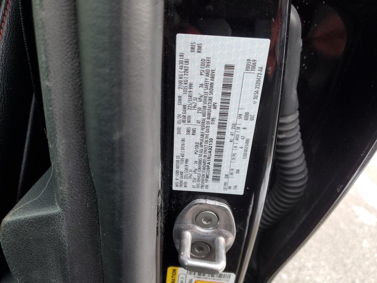 2024 FORD ESCAPE ST LINE ELITE VIN:1FMCU9PA1RUA92130