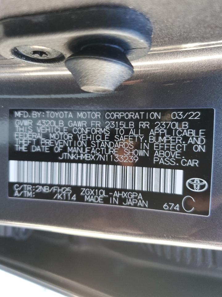 2022 TOYOTA C-HR XLE VIN:JTNKHMBX7N1133239