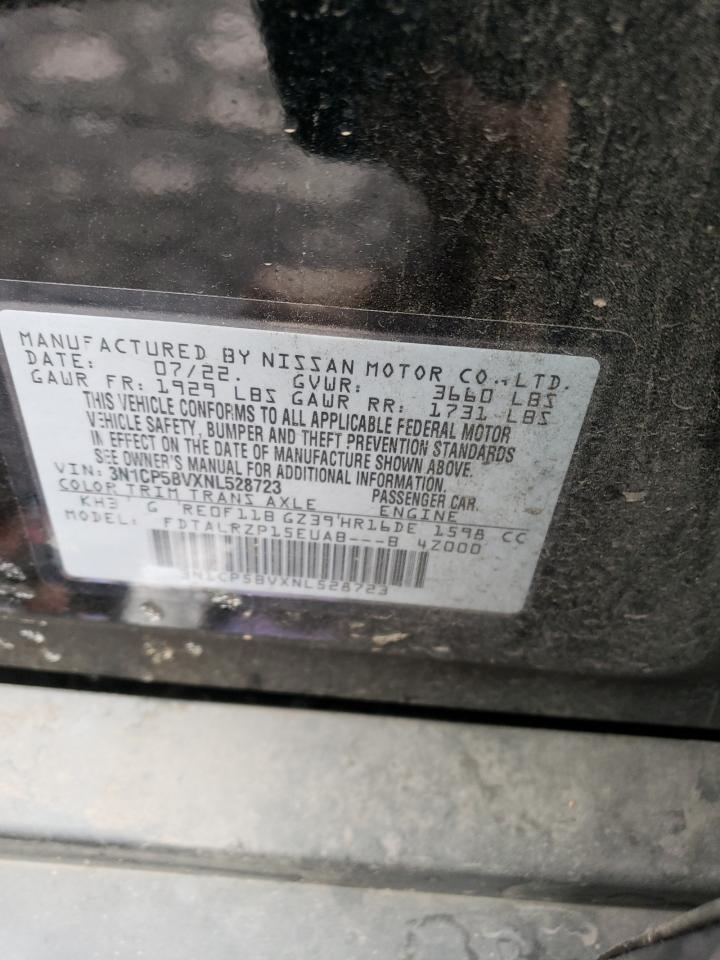 2022 NISSAN KICKS S VIN:3N1CP5BVXNL528723