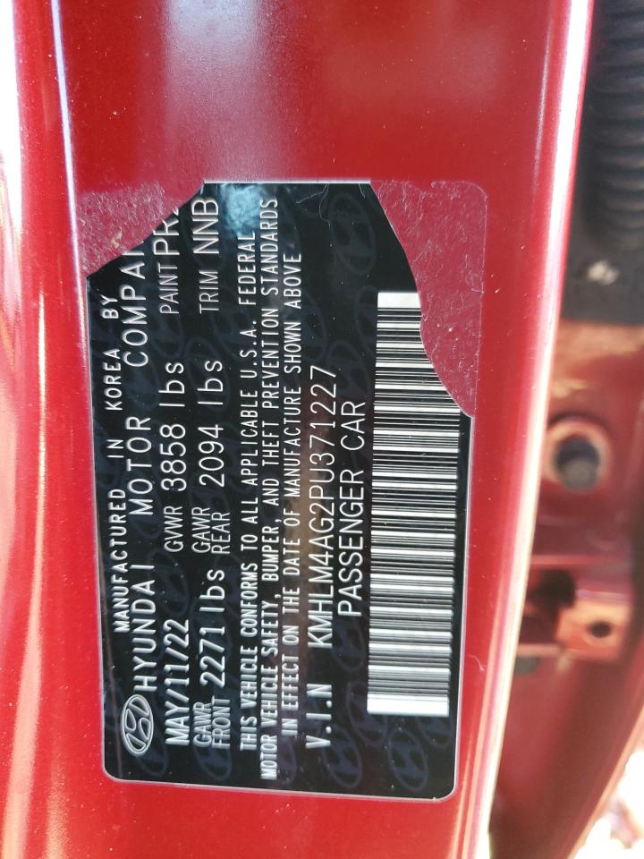 2023 HYUNDAI ELANTRA SEL VIN:KMHLM4AG2PU371227