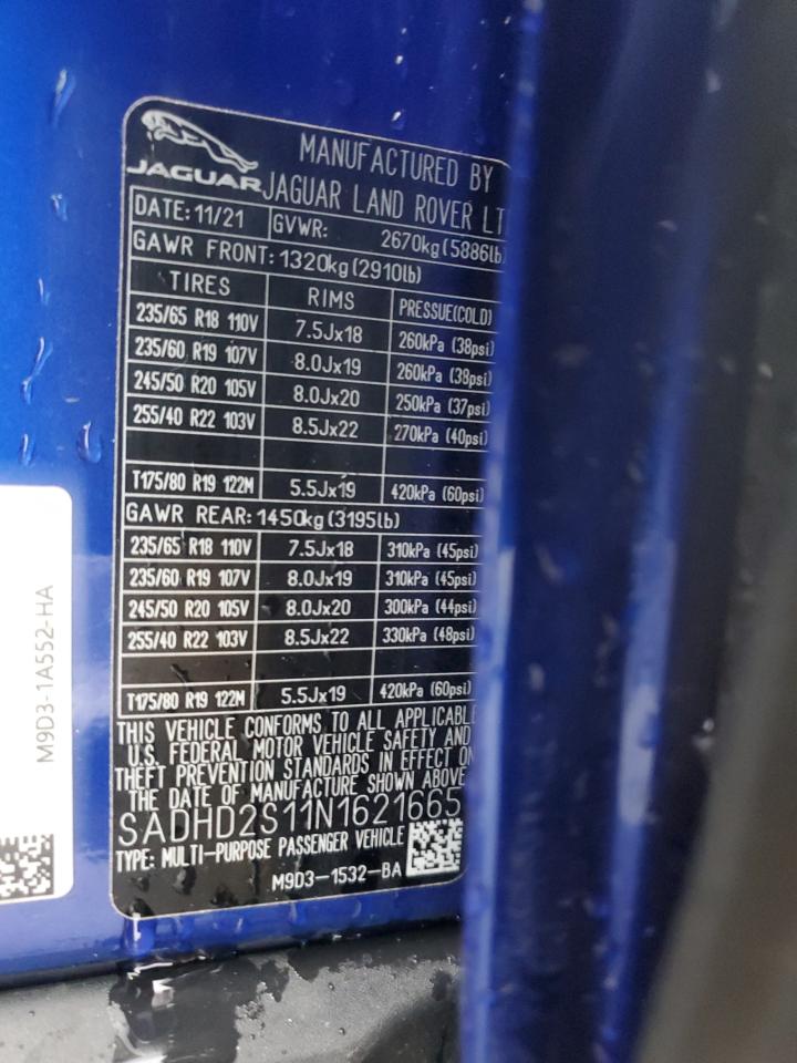 2022 JAGUAR I-PACE HSE VIN:SADHD2S11N1621665