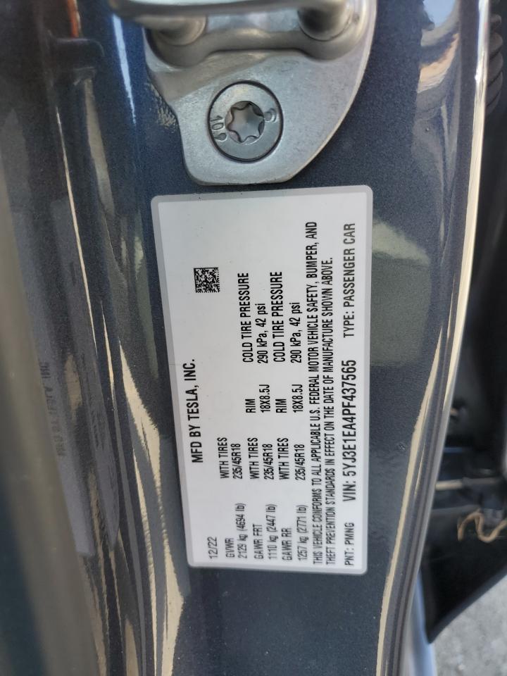 2023 TESLA MODEL 3 VIN:5YJ3E1EA4PF437565