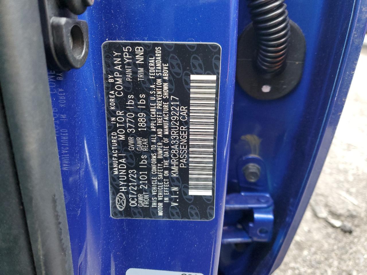 2024 HYUNDAI VENUE SEL VIN:KMHRC8A33RU292217