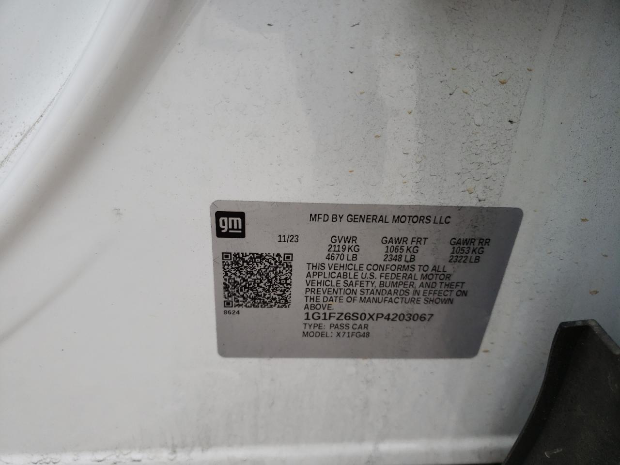 2023 CHEVROLET BOLT EUV PREMIER VIN:1G1FZ6S0XP4203067