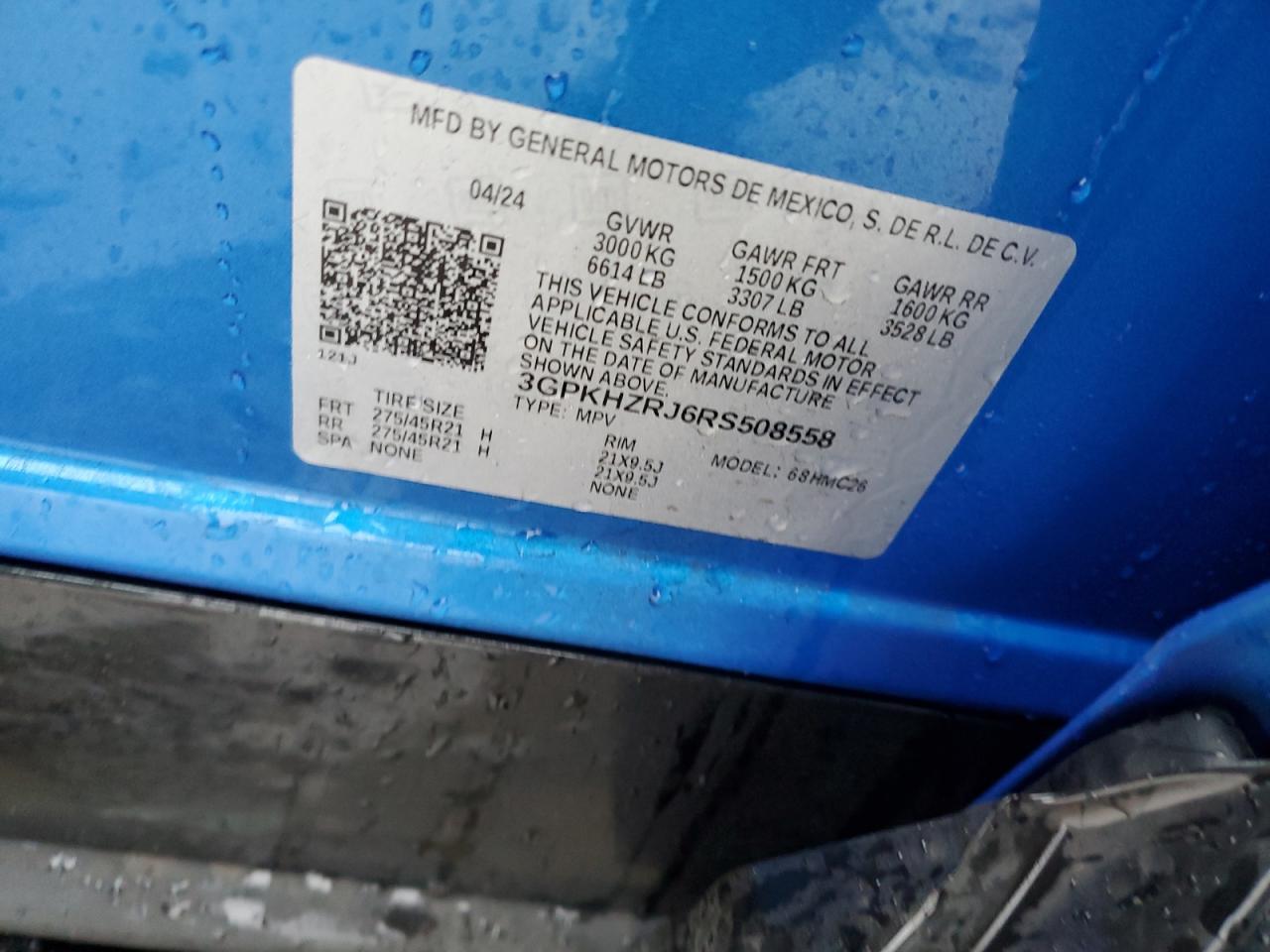 2024 HONDA PROLOGUE ELITE VIN:3GPKHZRJ6RS508558