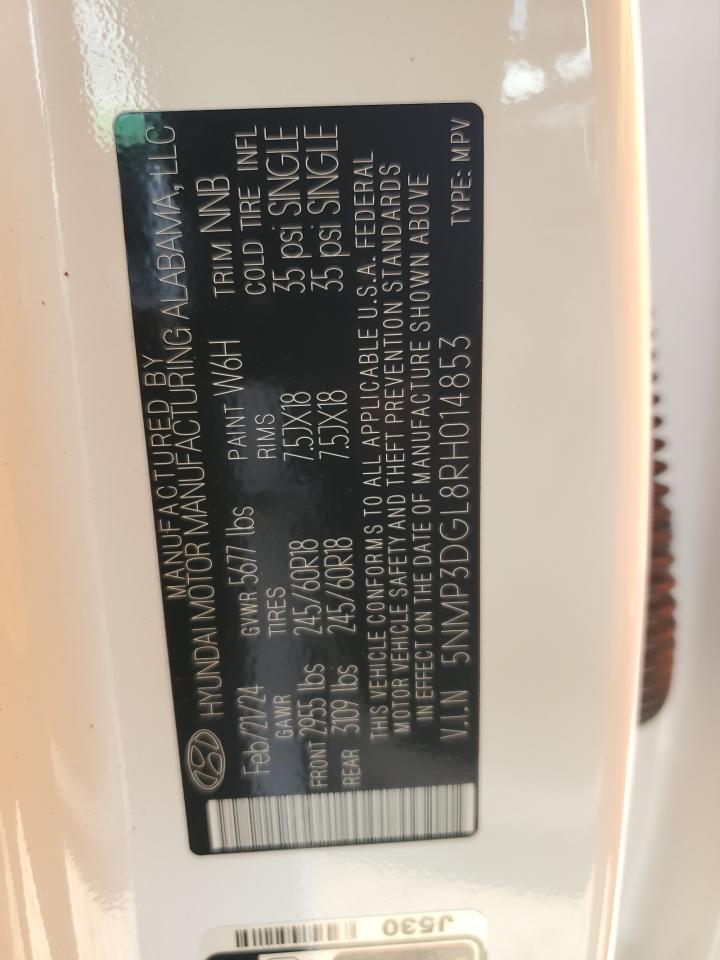 2024 HYUNDAI SANTA FE XRT VIN:5NMP3DGL8RH014853