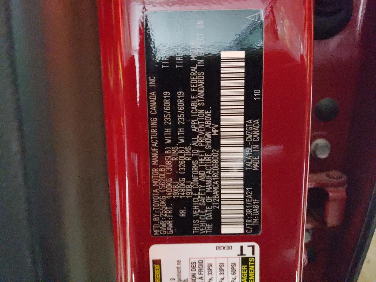 2024 LEXUS RX 350 BASE VIN:2FMDK48C77BA58435