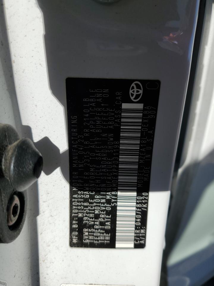 2023 TOYOTA COROLLA LE VIN:5YFB4MDEXPP031198