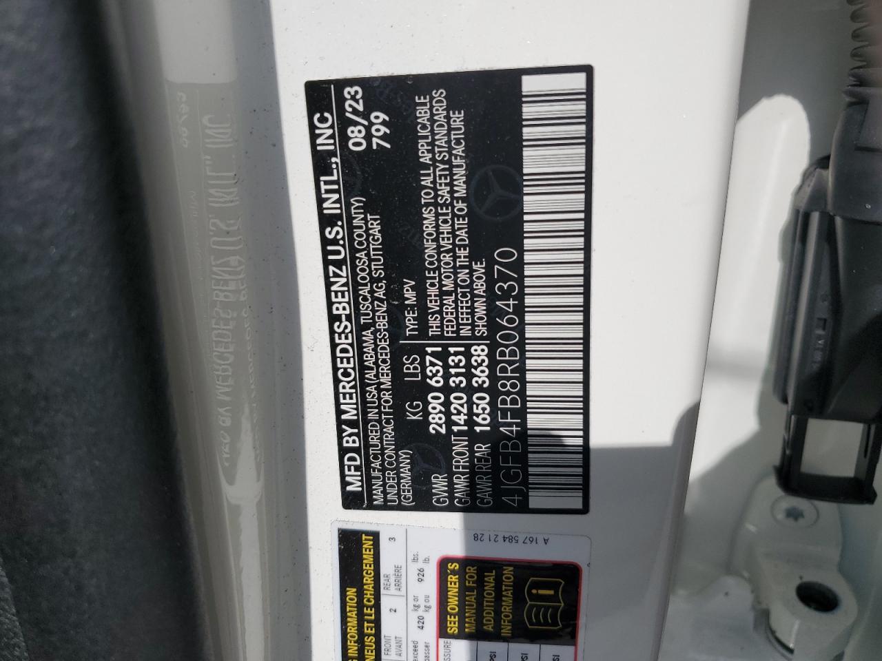 2024 MERCEDES-BENZ GLE 350 4MATIC VIN:4JGFB4FB8RB064370