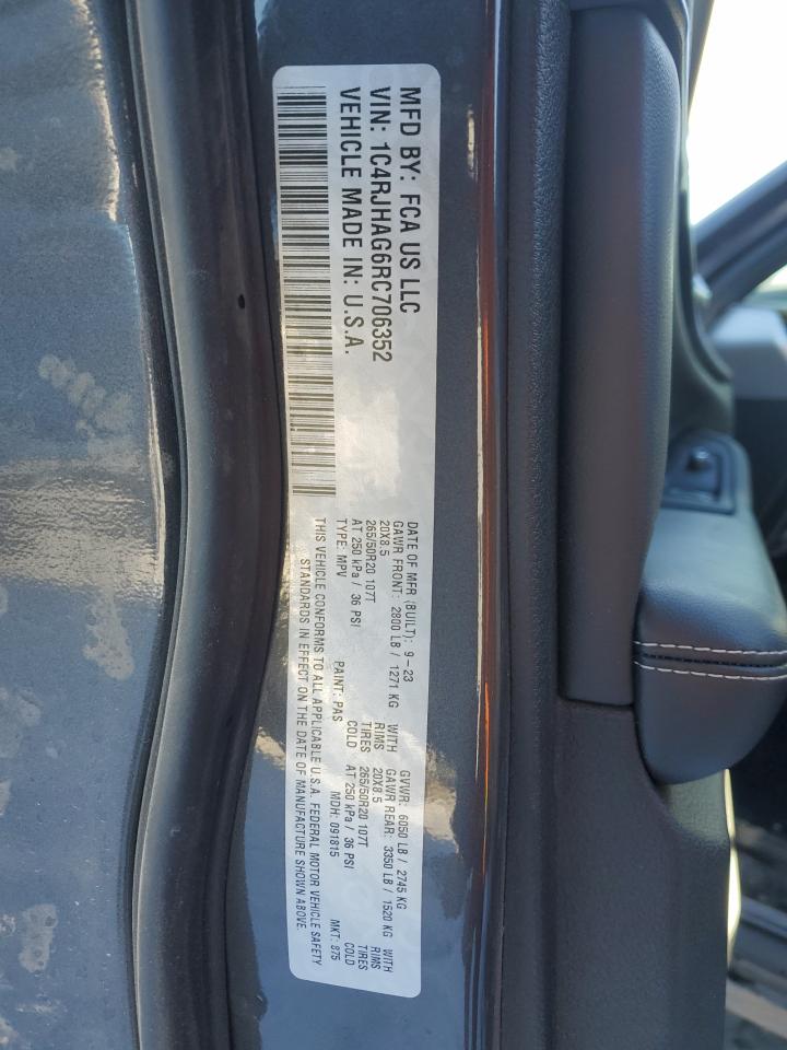 2024 JEEP GRAND CHEROKEE LAREDO VIN:1C4RJHAG6RC706352